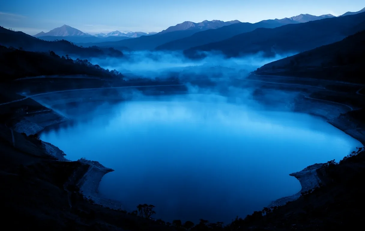 Reserva hídrica andina al amanecer